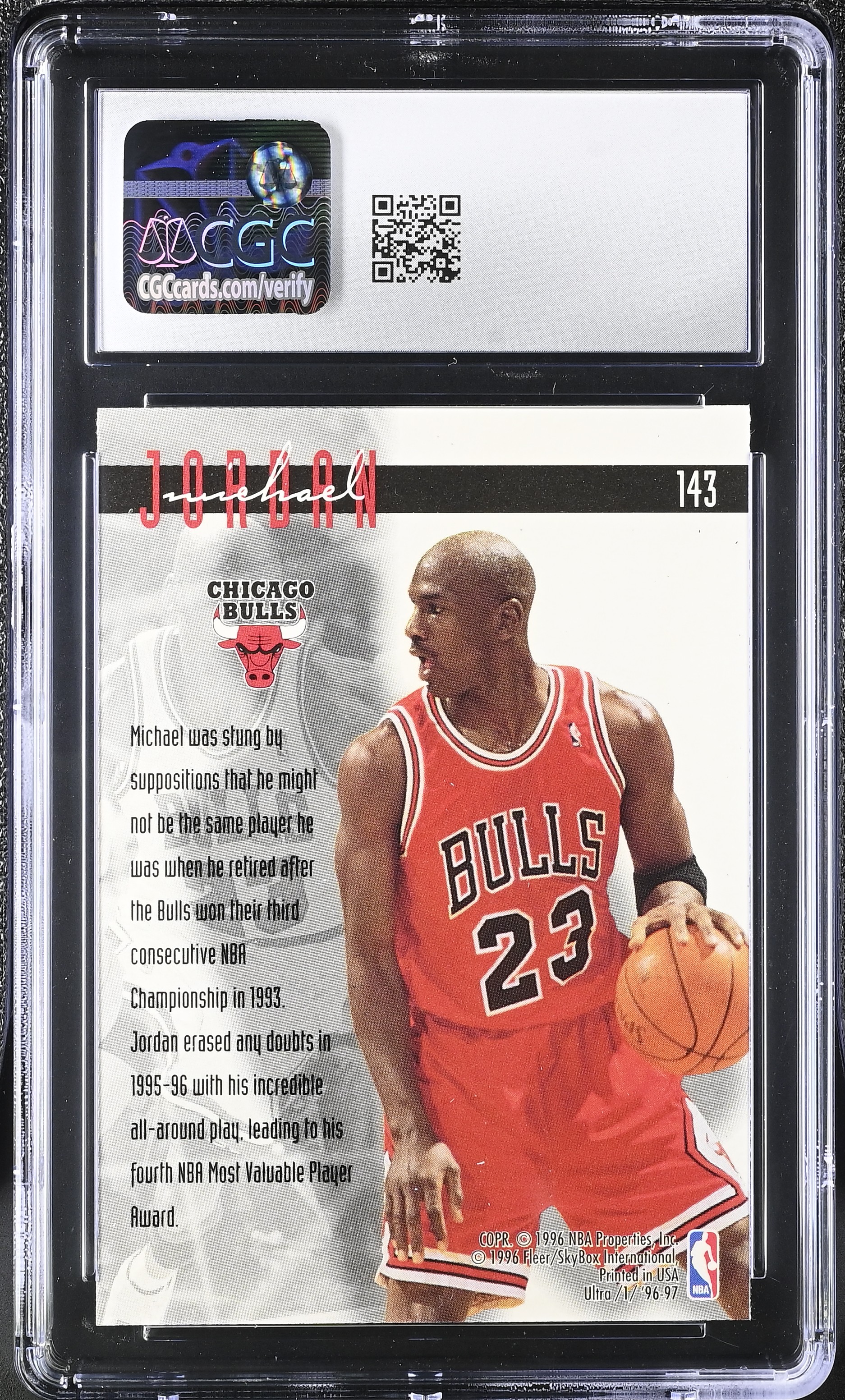 Michael Jordan 1996-97 Fleer Ultra #143 (CGC 10) at PristineAuction.com Michael Jordan 1996-97 Fleer Ultra #143 (CGC 10) at PristineAuction.com