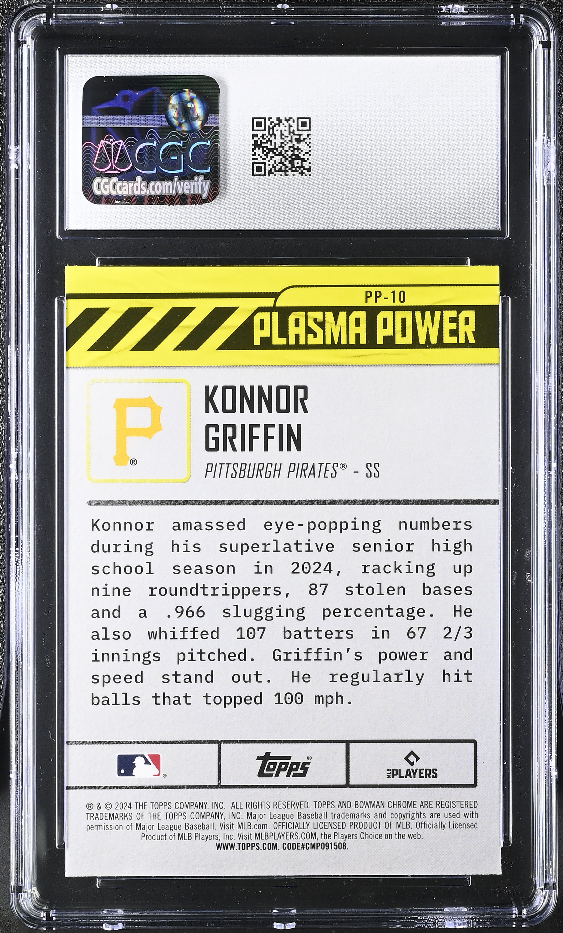 Konnor Griffin 2024 Bowman Draft Plasma Power #PP10 RC (CGC 10) at PristineAuction.com Konnor Griffin 2024 Bowman Draft Plasma Power #PP10 RC (CGC 10) at PristineAuction.com