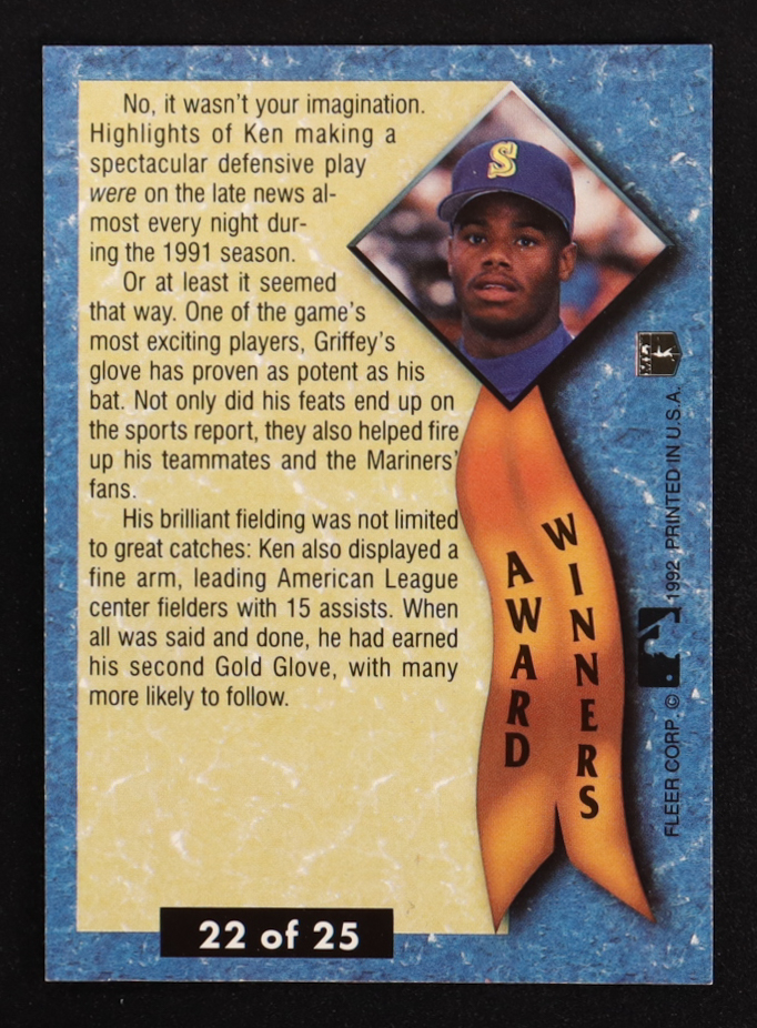 Ken Griffey Jr. 1992 Ultra Award Winners #22 at PristineAuction.com Ken Griffey Jr. 1992 Ultra Award Winners #22 at PristineAuction.com
