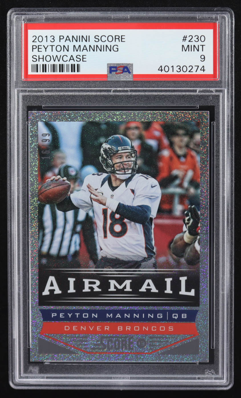 Peyton Manning 2013 Panini Score Showcase Airmail #230 #16/99 (PSA 9) at PristineAuction.com Peyton Manning 2013 Panini Score Showcase Airmail #230 #16/99 (PSA 9) at PristineAuction.com
