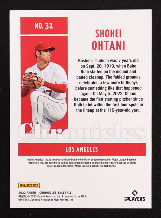 Shohei Ohtani 2022 Panini Chronicles #31 at PristineAuction.com Shohei Ohtani 2022 Panini Chronicles #31 at PristineAuction.com