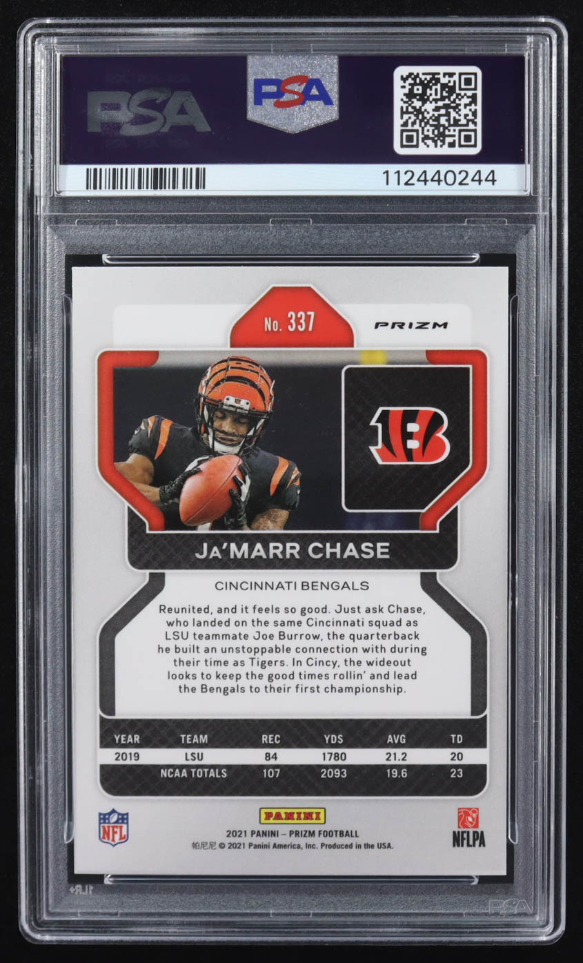 Ja'Marr Chase 2021 Panini Prizm Green #337 RC (PSA 9) at PristineAuction.com Ja'Marr Chase 2021 Panini Prizm Green #337 RC (PSA 9) at PristineAuction.com