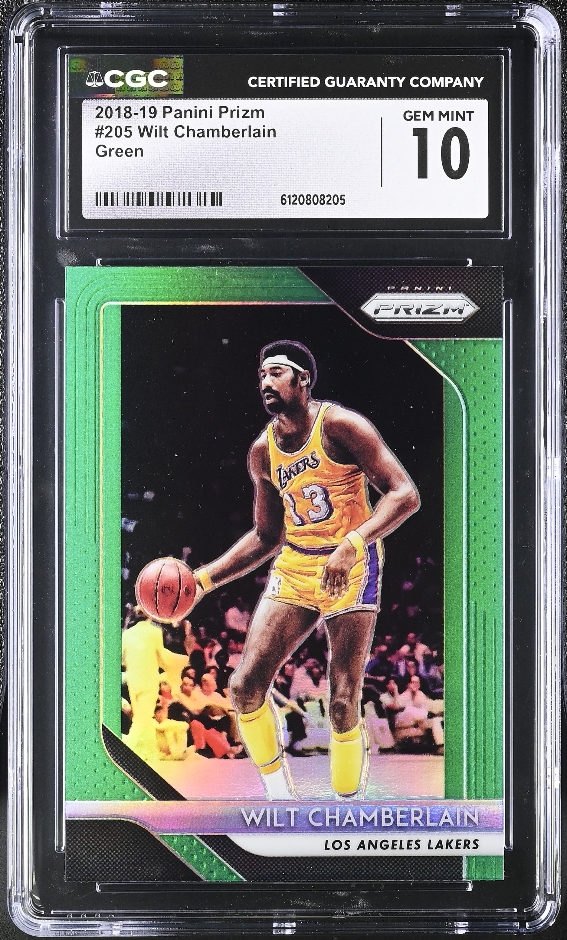 Wilt Chamberlain 2018-19 Panini Prizm Green #205 (CGC 10) at PristineAuction.com Wilt Chamberlain 2018-19 Panini Prizm Green #205 (CGC 10) at PristineAuction.com