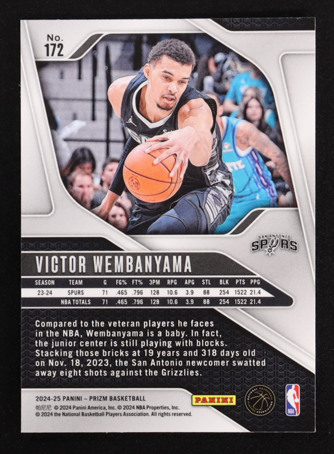 Victor Wembanyama 2024-25 Panini Prizm #172 at PristineAuction.com Victor Wembanyama 2024-25 Panini Prizm #172 at PristineAuction.com