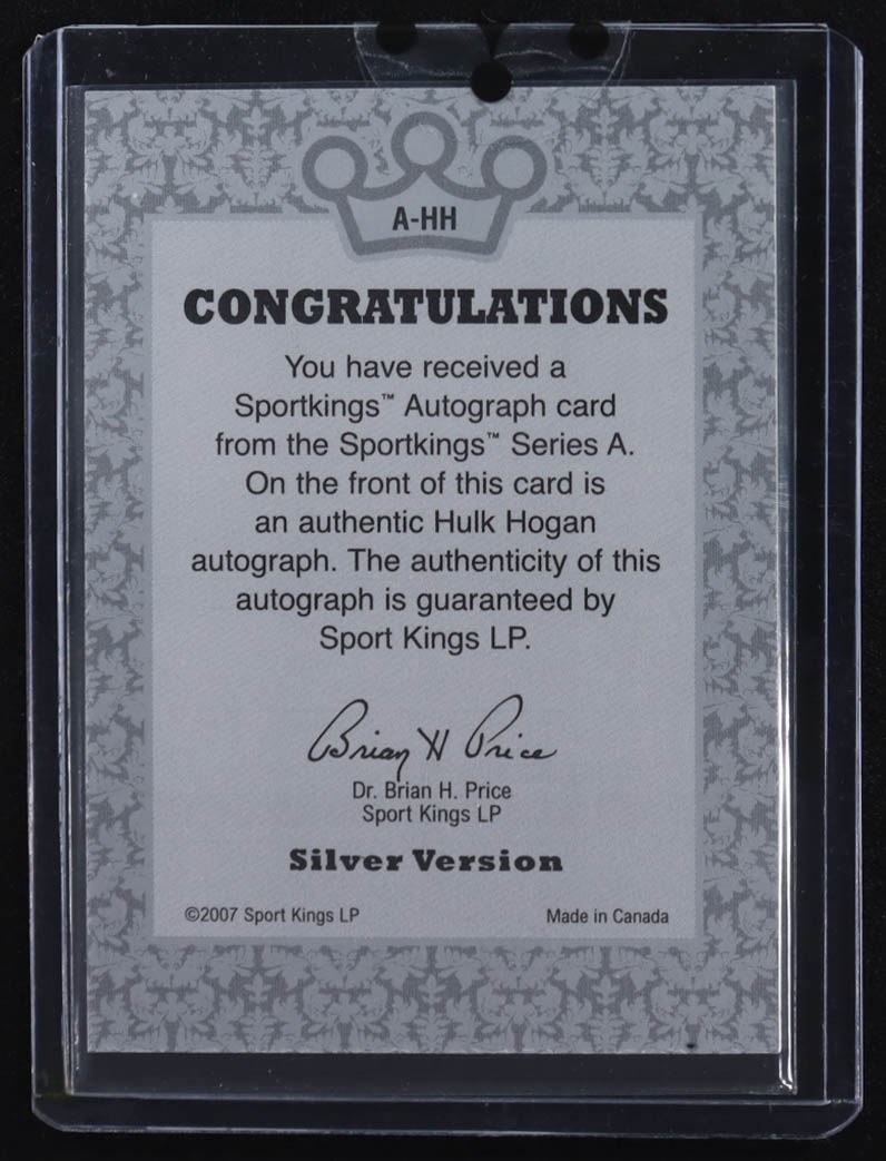 Hulk Hulk Hogan 2007 Sportkings Autograph Silver #AHH at PristineAuction.com Hulk Hulk Hogan 2007 Sportkings Autograph Silver #AHH at PristineAuction.com