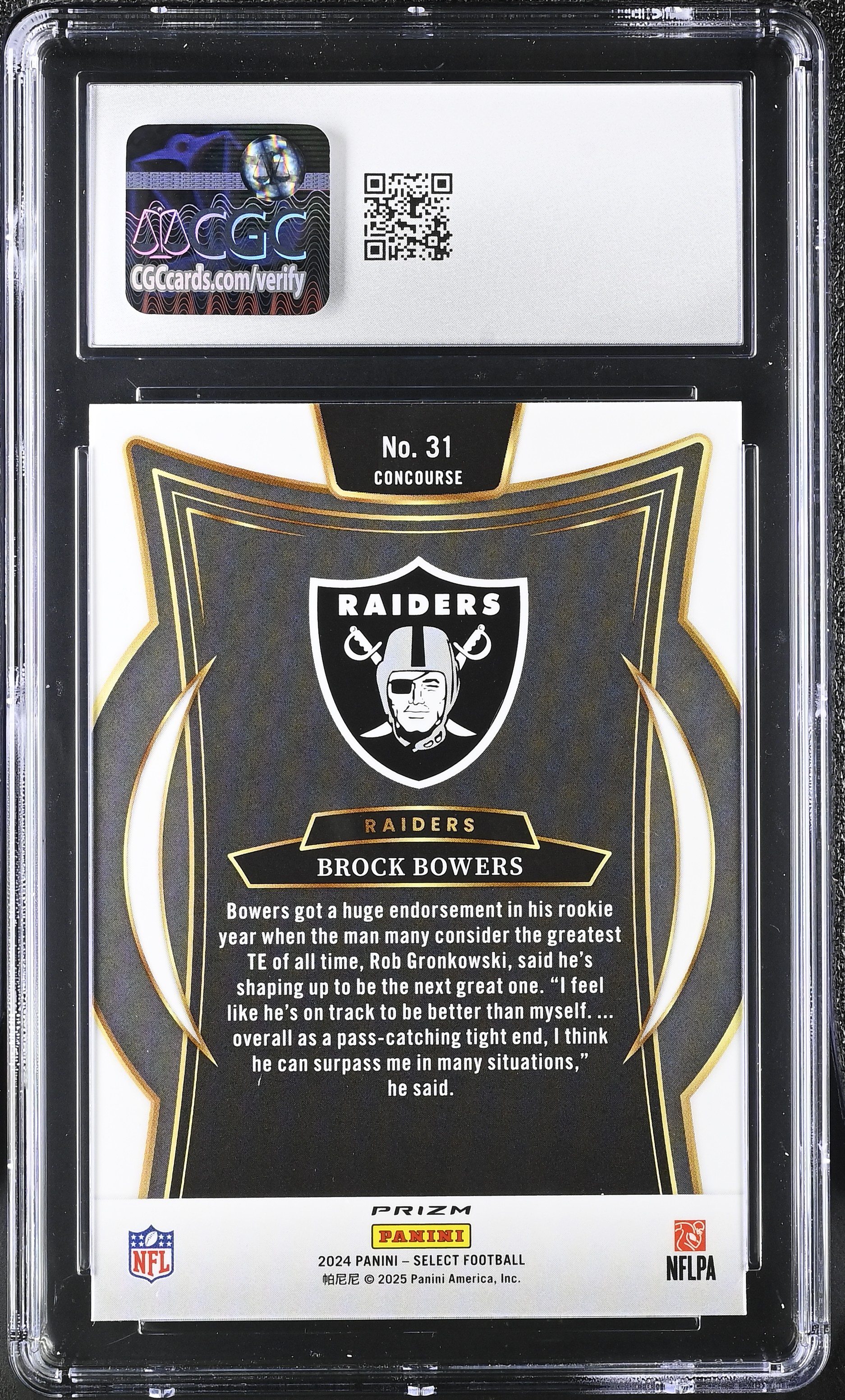 Brock Bowers 2024 Select Prizm Red and Yellow Shock #31 RC (CGC 10) at PristineAuction.com Brock Bowers 2024 Select Prizm Red and Yellow Shock #31 RC (CGC 10) at PristineAuction.com