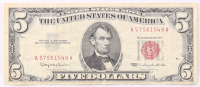 1963 $5 United States Treasury Red Seal Silver Certificate Paper Bank Note at PristineAuction.com