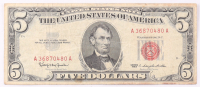 1963 $5 United States Treasury Red Seal Silver Certificate Paper Bank Note at PristineAuction.com