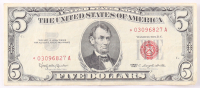 1963 $5 United States Treasury Red Seal Silver Certificate Paper Bank Note at PristineAuction.com