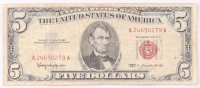 1963 $5 United States Treasury Red Seal Silver Certificate Paper Bank Note at PristineAuction.com