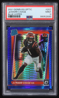 Ja'Marr Chase 2021 Panini Donruss Optic Blue Hyper RR #207 RC (PSA 9) at PristineAuction.com