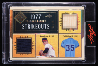 Nolan Ryan / Phil Niekro 2025 Leaf Seasons In The Sun Season Leaders Game-Used Memorabilia Spectrum Gold Holofoil #SL27 #18/35 at PristineAuction.com