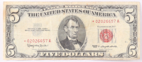 1963 $5 United States Treasury Red Seal Silver Certificate Paper Bank Note at PristineAuction.com