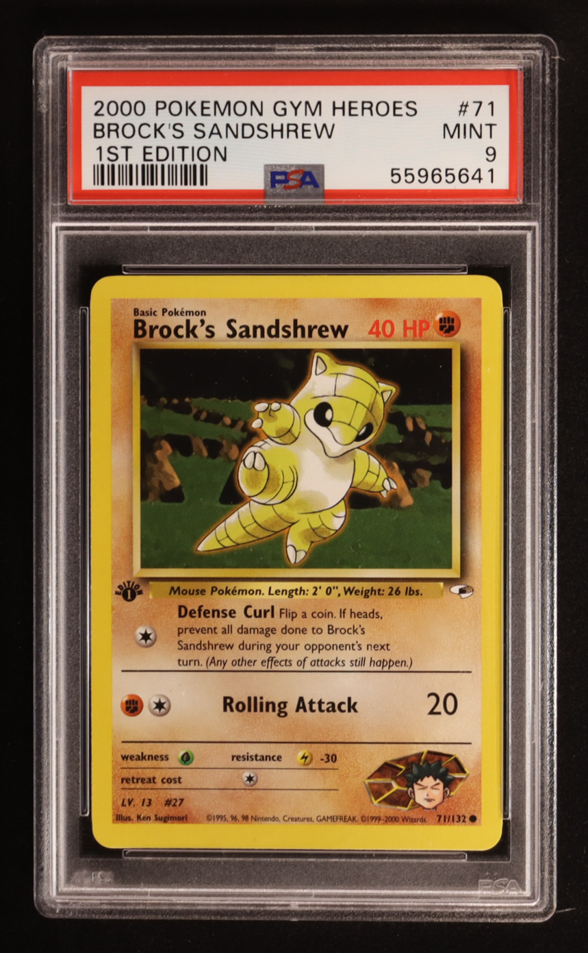 Brock's Sandshrew 2000 Pokemon Gym Heroes 1st Edition #71 (PSA 9) at PristineAuction.com Brock's Sandshrew 2000 Pokemon Gym Heroes 1st Edition #71 (PSA 9) at PristineAuction.com