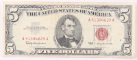 1963 $5 United States Treasury Red Seal Silver Certificate Paper Bank Note at PristineAuction.com