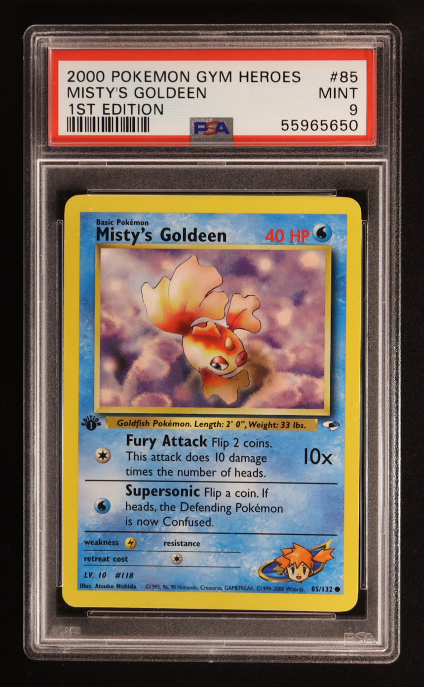 Misty's Goldeen 2000 Pokemon Gym Heroes 1st Edition #85 (PSA 9) at PristineAuction.com Misty's Goldeen 2000 Pokemon Gym Heroes 1st Edition #85 (PSA 9) at PristineAuction.com