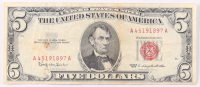 1963 $5 United States Treasury Red Seal Silver Certificate Paper Bank Note at PristineAuction.com