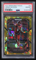 Lamar Jackson 2023 Panini Prizm Draft Picks Gold Ice #67 (PSA 10) at PristineAuction.com