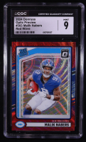Malik Nabers 2024 Donruss Optic Rated Rookies Preview Red Wave #383 RR RC (CGC 9) at PristineAuction.com