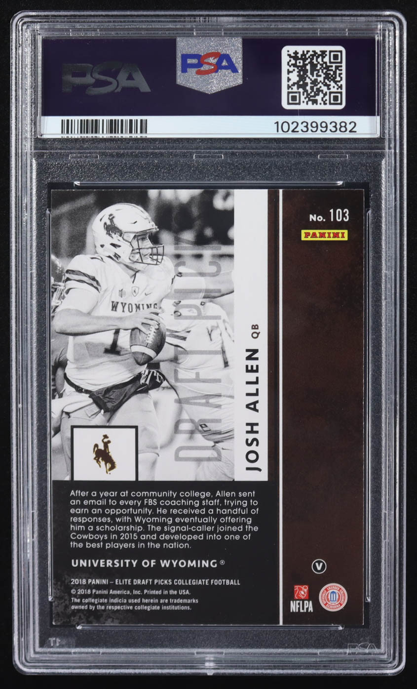 Josh Allen 2018 Panini Elite Draft Picks Collegiate Variation #103 RC (PSA 9) at PristineAuction.com Josh Allen 2018 Panini Elite Draft Picks Collegiate Variation #103 RC (PSA 9) at PristineAuction.com