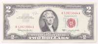 1963 $2 United States Treasury Red Seal Silver Certificate Paper Bank Note at PristineAuction.com