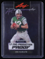 Joe Namath 2024 Leaf Metal Classic Art Autographs Pre-Production Proof Clear Galaxy #NNO #1/1 at PristineAuction.com