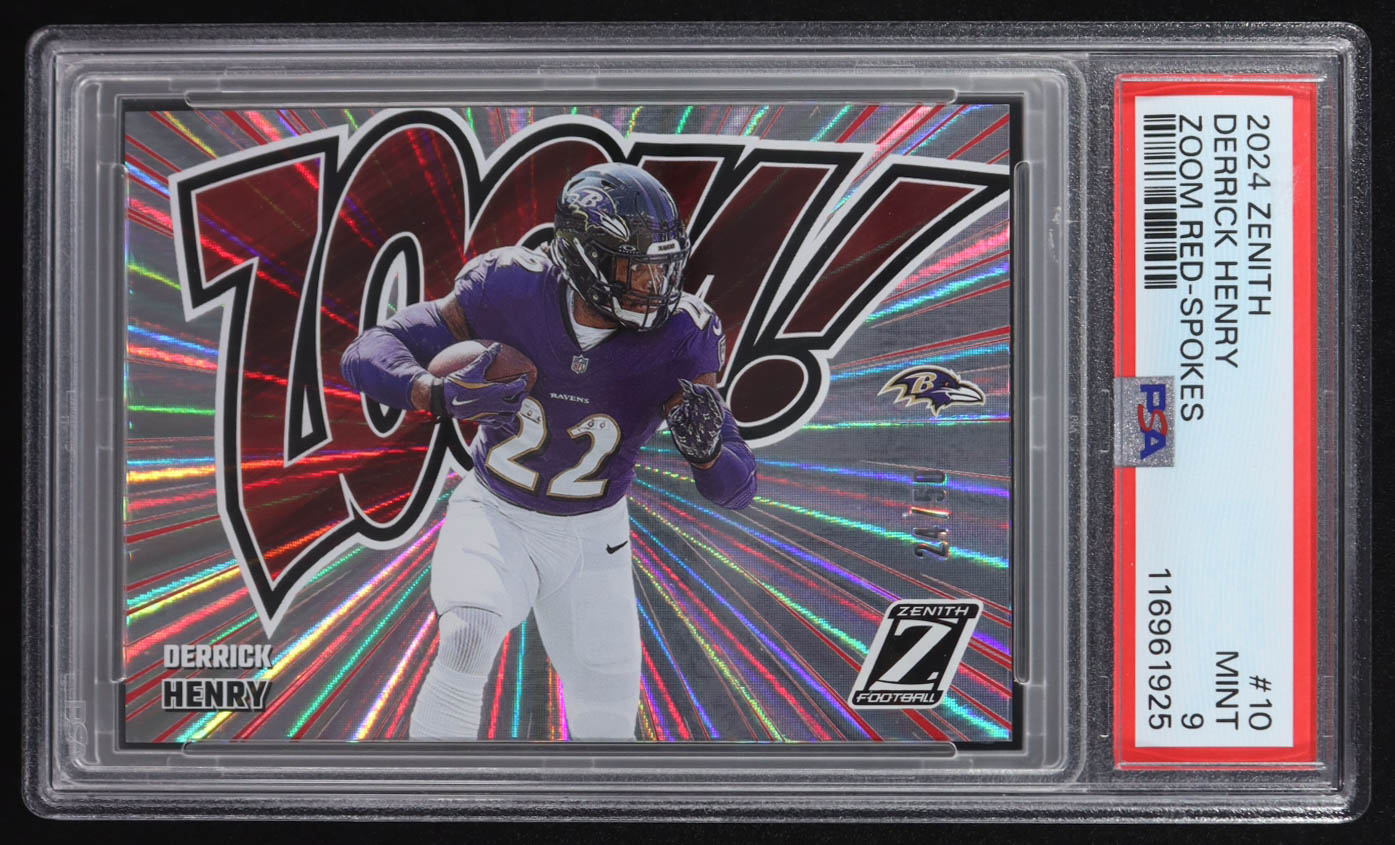Derrick Henry 2024 Panini Zenith Zoom Red Spokes #10 #24/50 (PSA 9) at PristineAuction.com Derrick Henry 2024 Panini Zenith Zoom Red Spokes #10 #24/50 (PSA 9) at PristineAuction.com