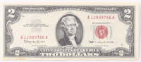 1963 $2 United States Treasury Red Seal Silver Certificate Paper Bank Note at PristineAuction.com