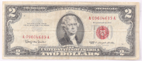 1963 $2 United States Treasury Red Seal Silver Certificate Paper Bank Note at PristineAuction.com