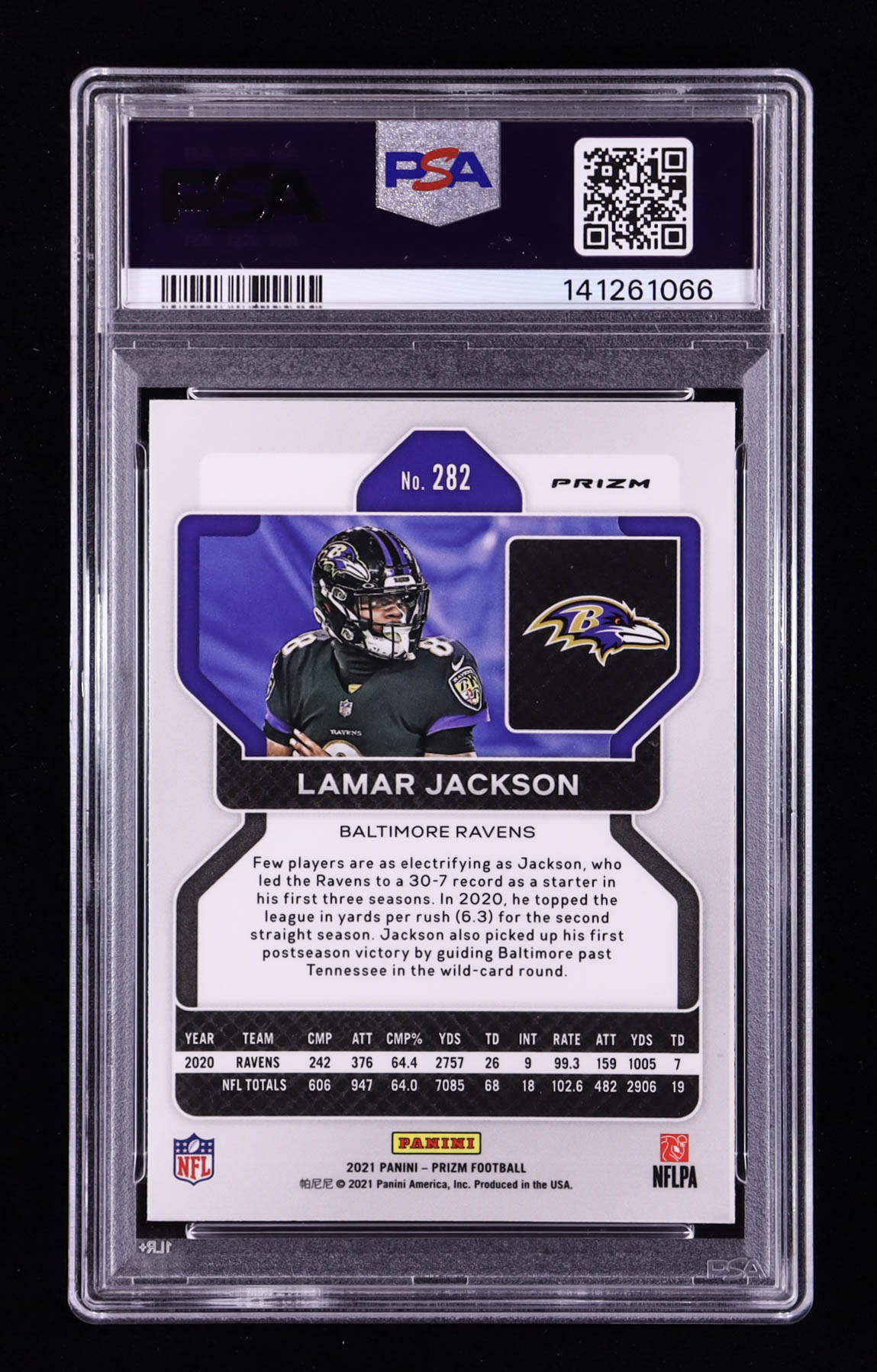 Lamar Jackson 2021 Panini Prizm Prizms Red Ice #282 (PSA 9) at PristineAuction.com Lamar Jackson 2021 Panini Prizm Prizms Red Ice #282 (PSA 9) at PristineAuction.com