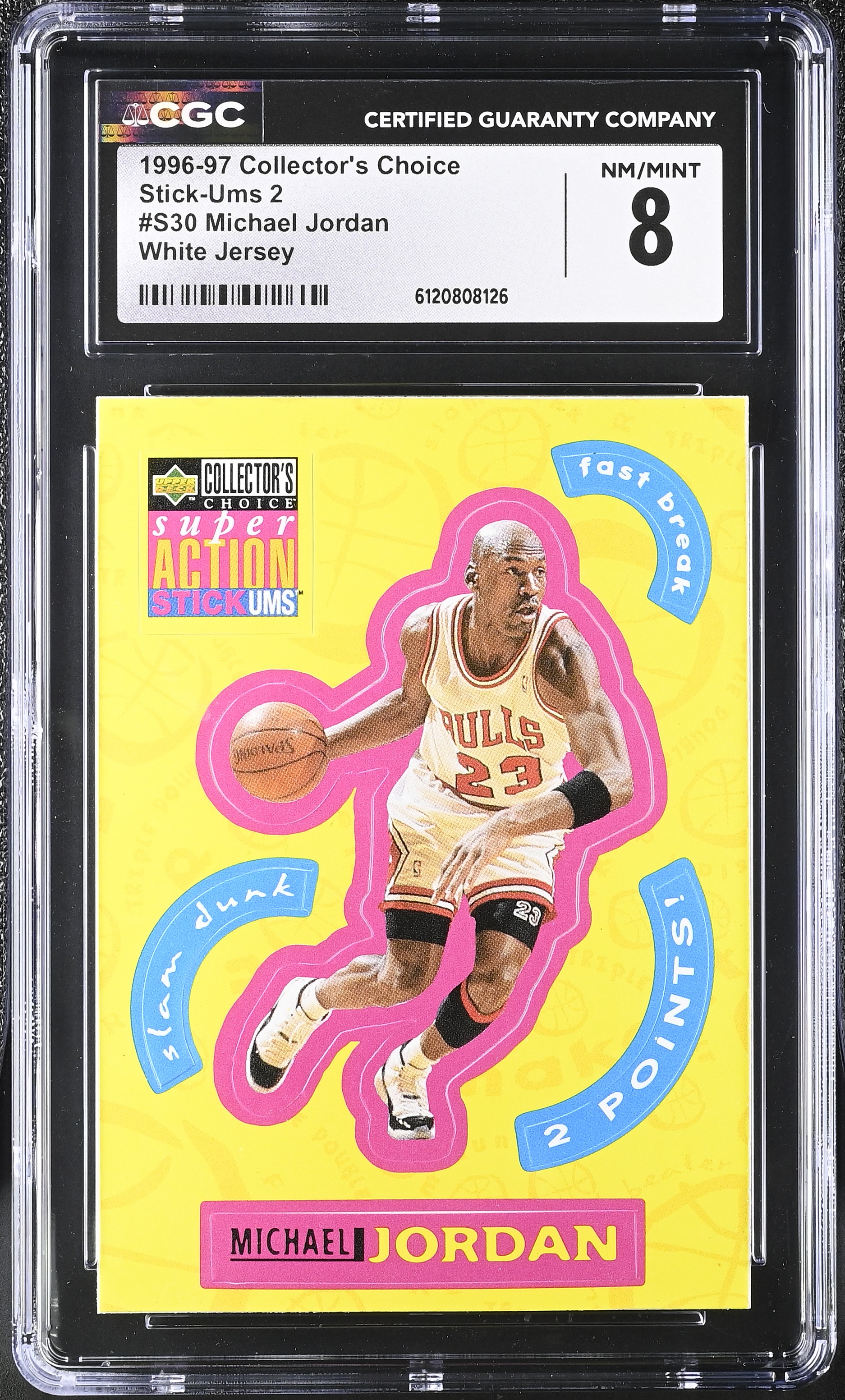 Michael Jordan 1996-97 Collector's Choice Stick Ums 2 #S30 (CGC 8) at PristineAuction.com Michael Jordan 1996-97 Collector's Choice Stick Ums 2 #S30 (CGC 8) at PristineAuction.com