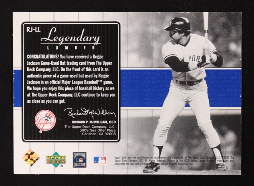 Reggie Jackson 2000 Upper Deck Yankees Legends Legendary Lumber #RJLL at PristineAuction.com Reggie Jackson 2000 Upper Deck Yankees Legends Legendary Lumber #RJLL at PristineAuction.com
