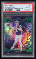JJ McCarthy 2024 Panini Prizm Fireworks Green #18 RC (PSA 10) at PristineAuction.com