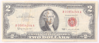 1963 $2 United States Treasury Red Seal Silver Certificate Paper Bank Note at PristineAuction.com