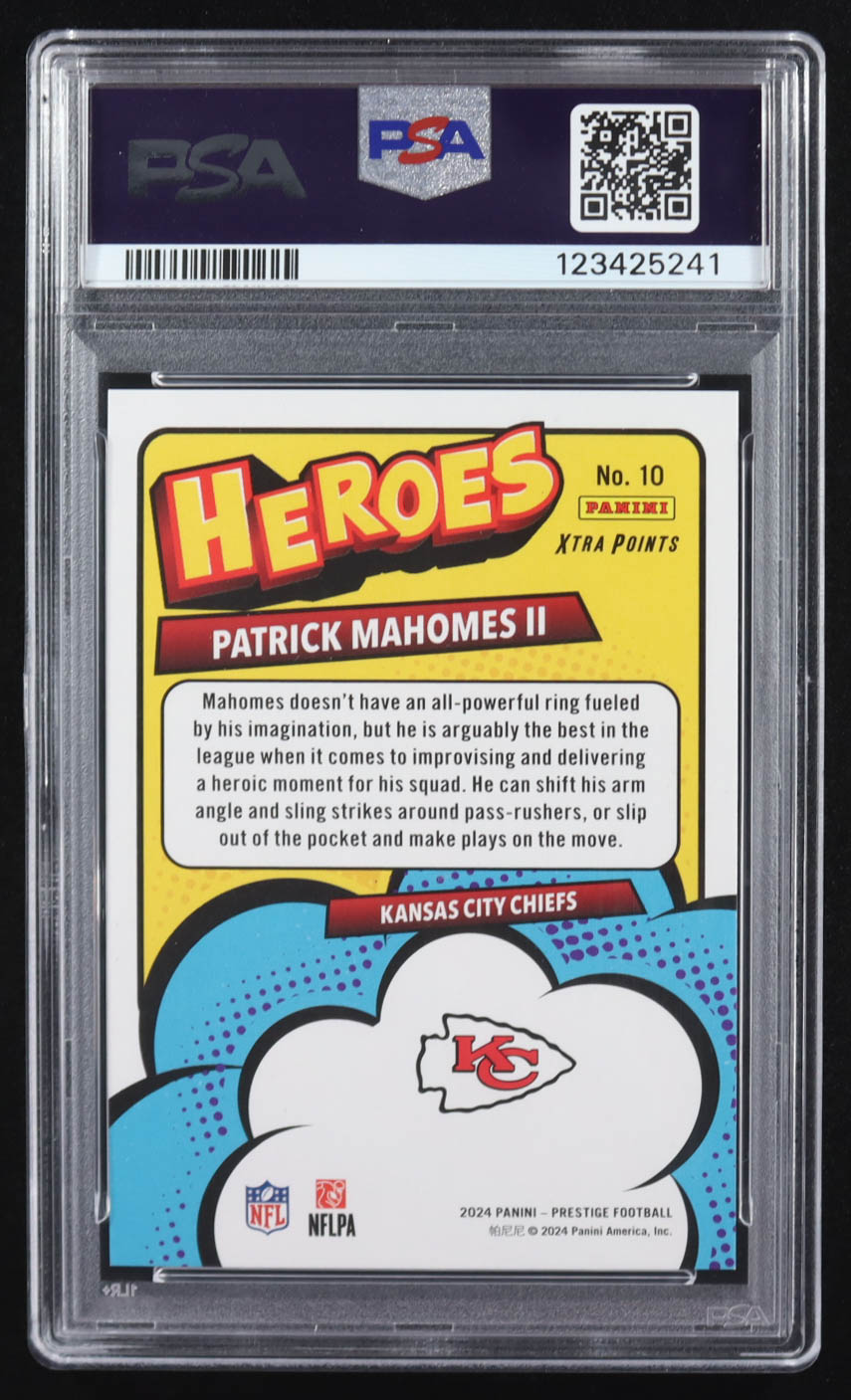 Patrick Mahomes II 2024 Prestige Heroes Blue Xtra Points #10 #96/249 (PSA 9) at PristineAuction.com Patrick Mahomes II 2024 Prestige Heroes Blue Xtra Points #10 #96/249 (PSA 9) at PristineAuction.com