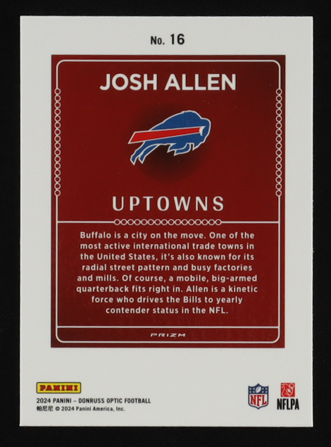 Josh Allen 2024 Donruss Optic Uptowns #16 at PristineAuction.com Josh Allen 2024 Donruss Optic Uptowns #16 at PristineAuction.com