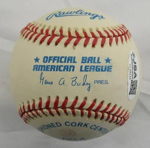 Jim "Catfish" Hunter Signed OAL Baseball Inscribed "HOF 1987" (JSA) at PristineAuction.com Jim "Catfish" Hunter Signed OAL Baseball Inscribed "HOF 1987" (JSA) at PristineAuction.com