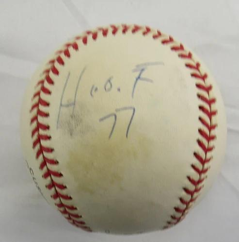 Ernie Banks Signed ONL Baseball Inscribed "HOF 77" (JSA) at PristineAuction.com Ernie Banks Signed ONL Baseball Inscribed "HOF 77" (JSA) at PristineAuction.com