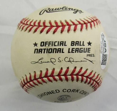 Ernie Banks Signed ONL Baseball Inscribed "HOF 77" (JSA) at PristineAuction.com Ernie Banks Signed ONL Baseball Inscribed "HOF 77" (JSA) at PristineAuction.com