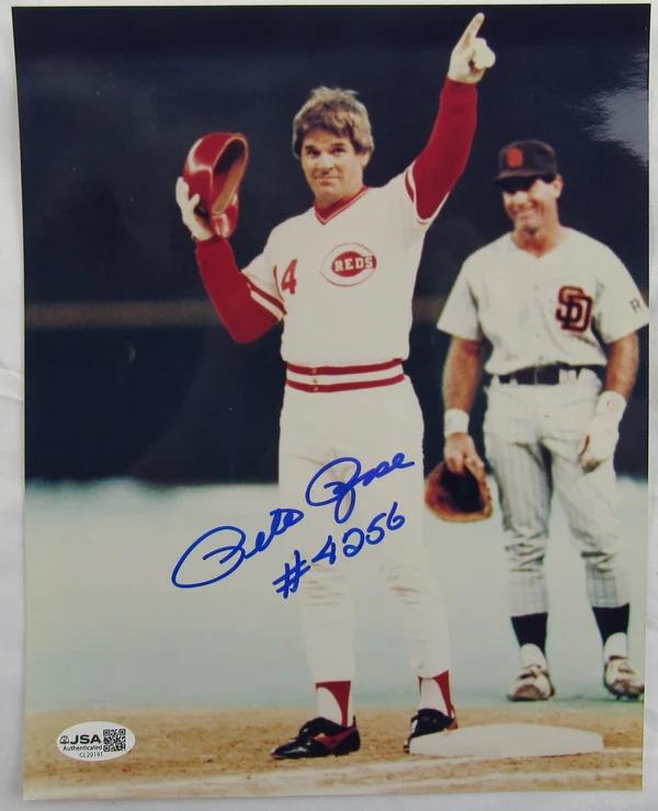 Pete Rose Signed Reds 8x10 Photo Inscribed "#4256" (JSA) at PristineAuction.com Pete Rose Signed Reds 8x10 Photo Inscribed "#4256" (JSA) at PristineAuction.com