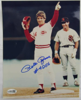 Pete Rose Signed Reds 8x10 Photo Inscribed "#4256" (JSA) at PristineAuction.com
