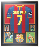 David Villa Signed Custom Framed Jersey Display with Photos (Beckett) at PristineAuction.com