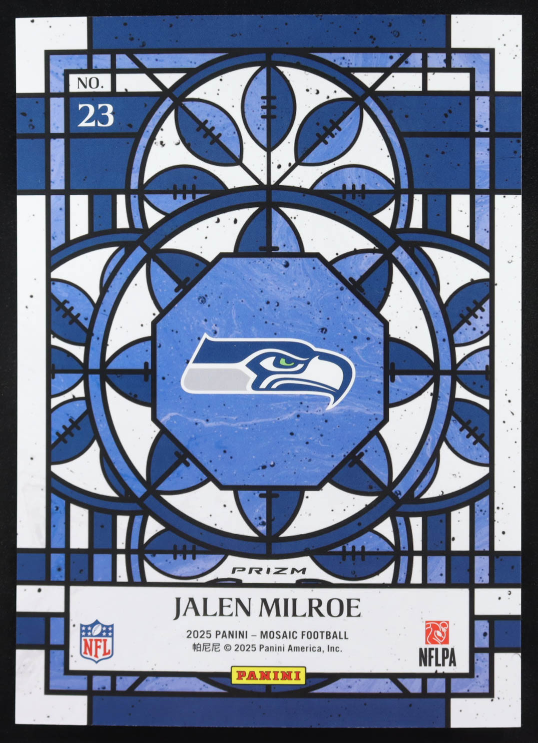 Jalen Milroe 2025 Panini Mosaic Stained Glass Oversized #23 RC at PristineAuction.com Jalen Milroe 2025 Panini Mosaic Stained Glass Oversized #23 RC at PristineAuction.com