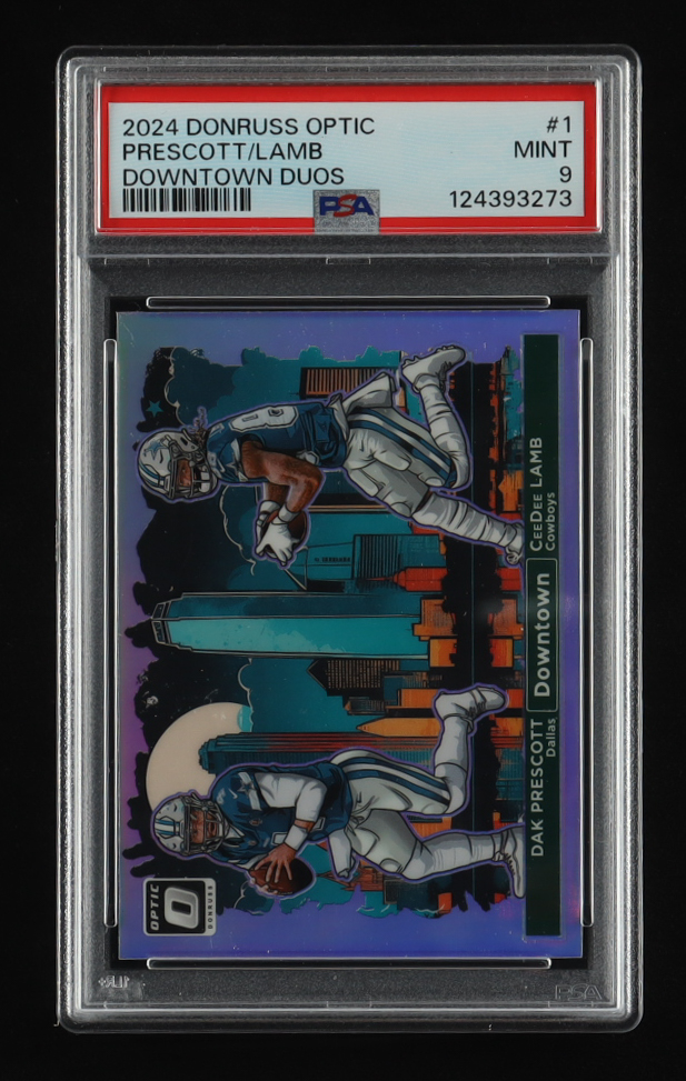 CeeDee Lamb / Dak Prescott 2024 Donruss Optic Downtown Duos #1 (PSA 9) at PristineAuction.com CeeDee Lamb / Dak Prescott 2024 Donruss Optic Downtown Duos #1 (PSA 9) at PristineAuction.com