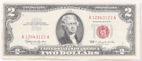 1963 $2 United States Treasury Red Seal Silver Certificate Paper Bank Note at PristineAuction.com