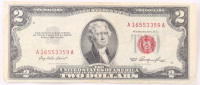 1963 $2 United States Treasury Red Seal Silver Certificate Paper Bank Note at PristineAuction.com