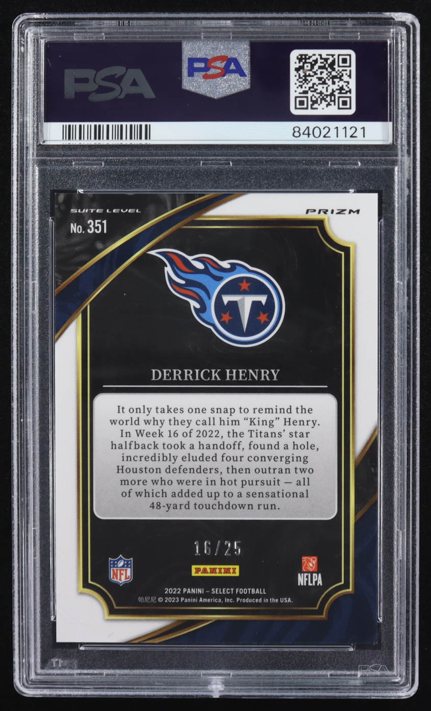 Derrick Henry 2022 Panini Select Tie-Dye Prizm #351 #16/25 (PSA 9) at PristineAuction.com Derrick Henry 2022 Panini Select Tie-Dye Prizm #351 #16/25 (PSA 9) at PristineAuction.com