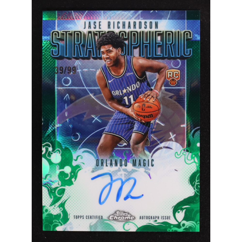 Jase Richardson 2025-26 Topps Chrome Stratospheric Signatures Rookies Green Refractors #SMRJR #39/99 RC at PristineAuction.com