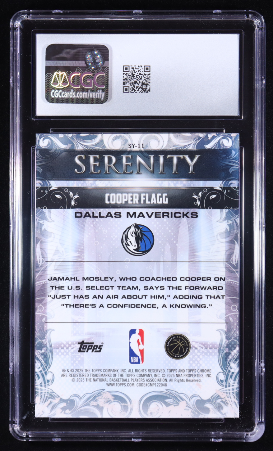 Cooper Flagg 2025-26 Topps Chrome Serenity #SY11 RC (CGC 10) at PristineAuction.com Cooper Flagg 2025-26 Topps Chrome Serenity #SY11 RC (CGC 10) at PristineAuction.com