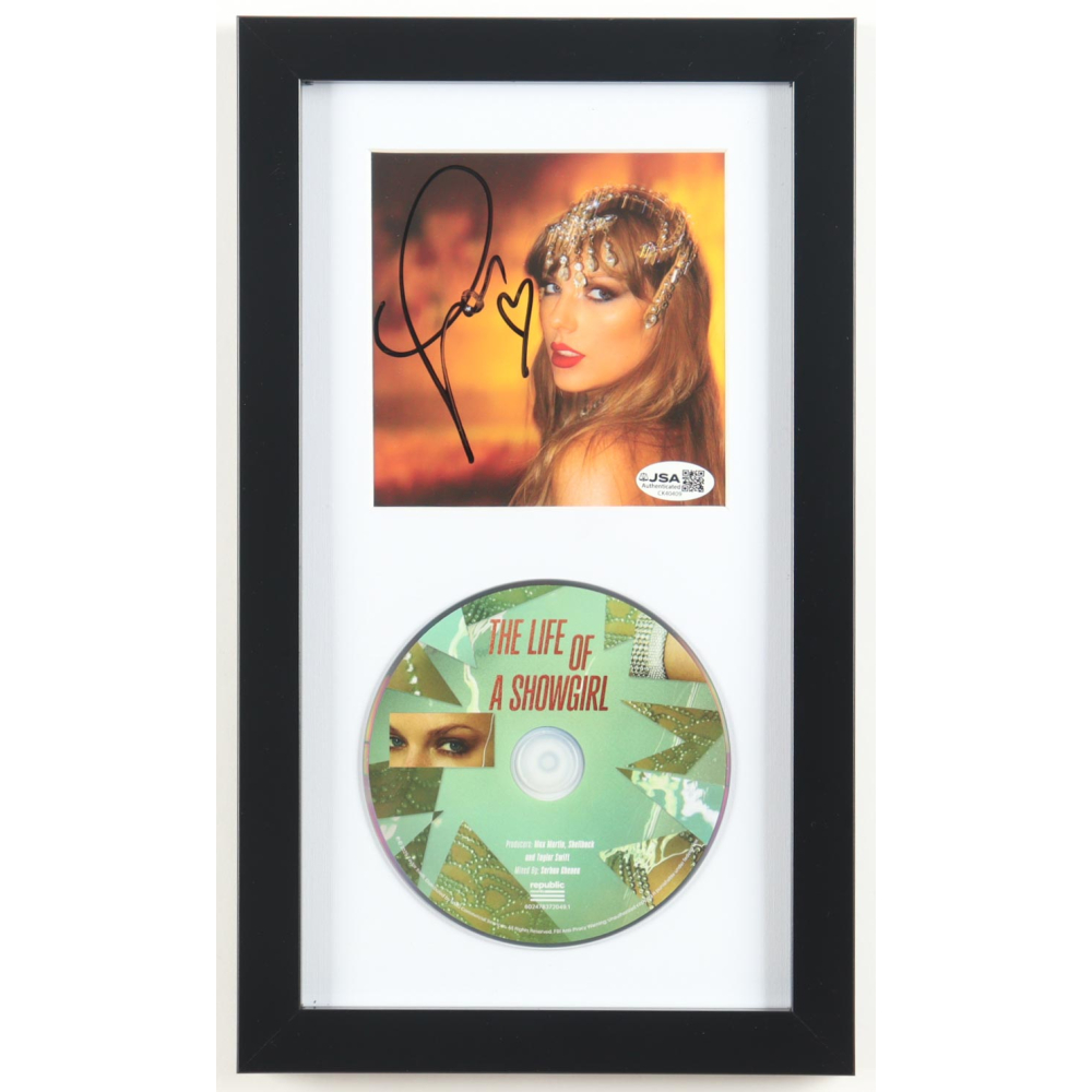 Taylor Swift Signed Custom Framed "The Life of a Showgirl" CD Album Insert Display (JSA) at PristineAuction.com
